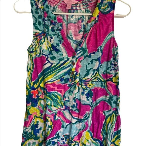 Lilly Pulitzer Essie Sleeveless Cotton Printed Top.Size XS - Picture 4 of 10